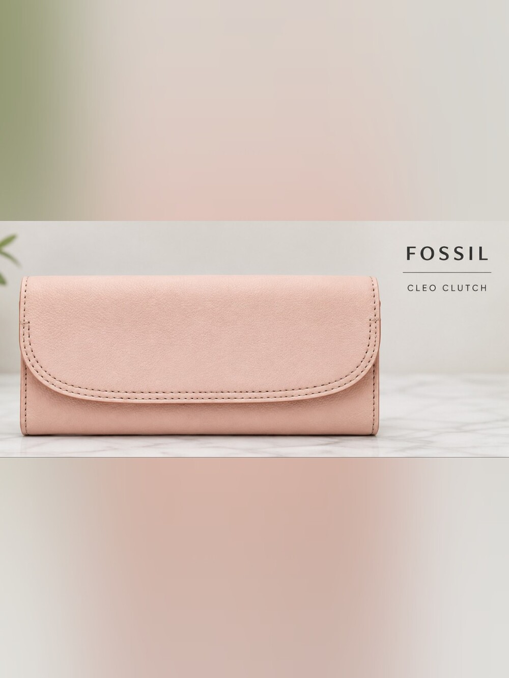 Fossil Cleo Flap Clutch Wallet In Pale Pink